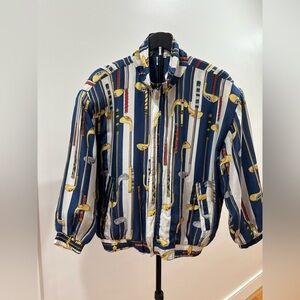 656. Fuda International Silk Bomber-Style Jacket with Golf Sticks Graphic